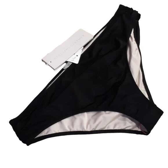 STELLA MCCARTNEY Women's Black and Cream Cheeky Bikini Bottom Size Small NWT - Picture 2 of 3